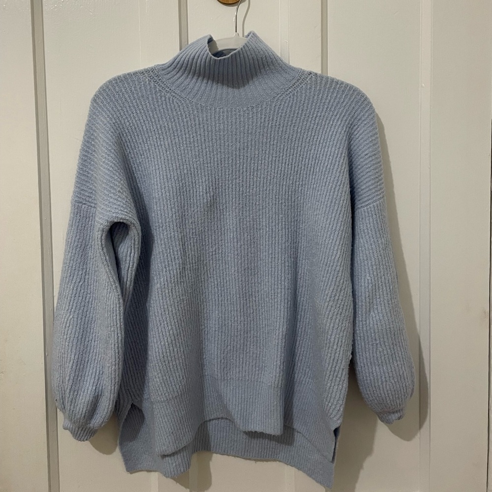 French Connection Baby Blue Balloon Sleeve Sweater